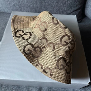 GUCCI Jumbo GG Monogram Bucket Hat in Beige Canvas