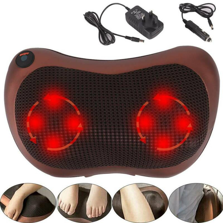 Electric Lumbar Neck Back Massage Pillow Massager Kneading Cushion Heat Home Car