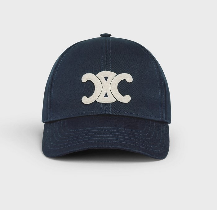 Celine Men's Cotton Triomphe Baseball Cap Navy