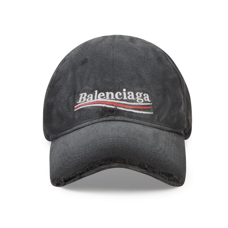 Balenciaga Distressed Political Campaign Black Cap