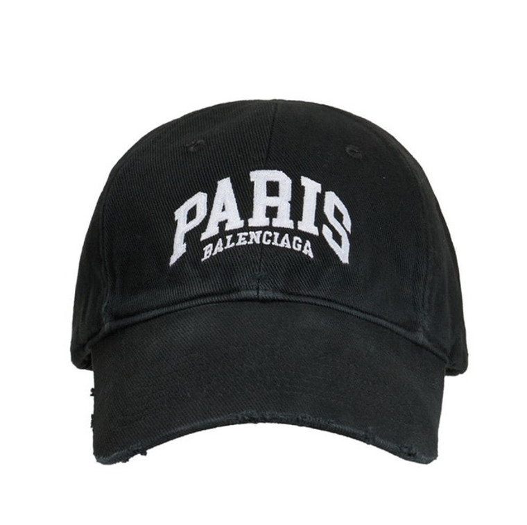 Balenciaga Paris Embroidered Logo Baseball Cap in Black/White