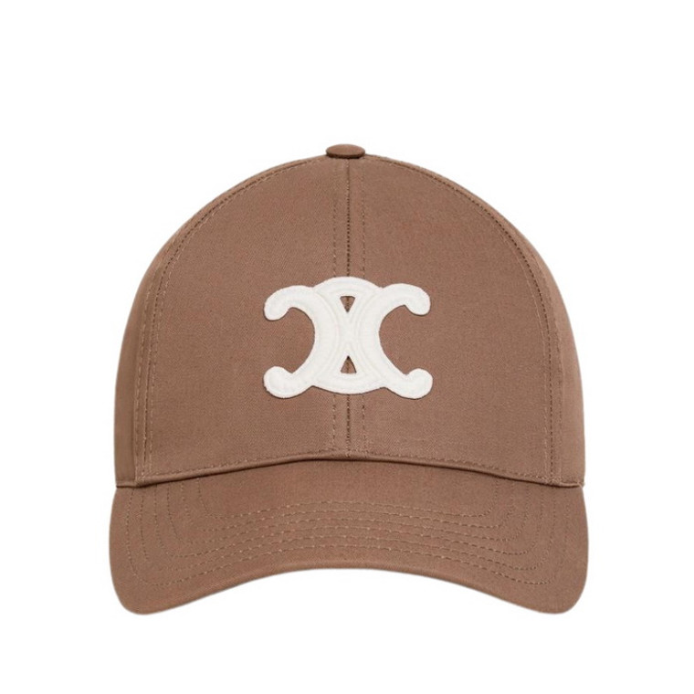 Celine Triomphe Patch Baseball Brown Cap in Cotton