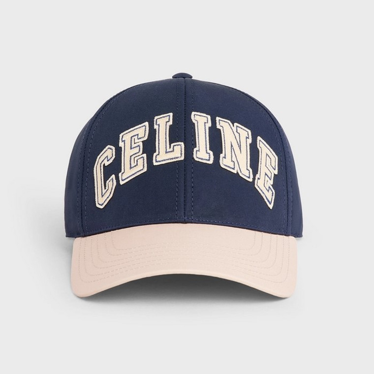 Celine College Baseball Cap Patch in Cotton Navy/Cream