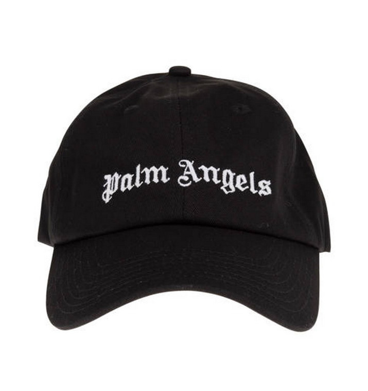 Men's Palm Angels Logo Embroidered Corduroy Baseball Black Cap