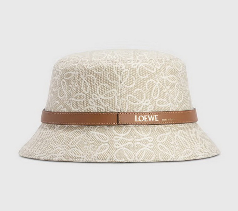 LOEWE Anagram Jacquard Calfskin Bucket Hat in Ecru