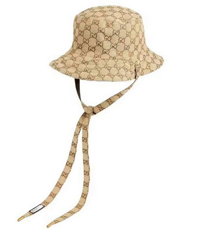 Gucci Reversible Hat in GG Canvas and Nylon Beige Bucket