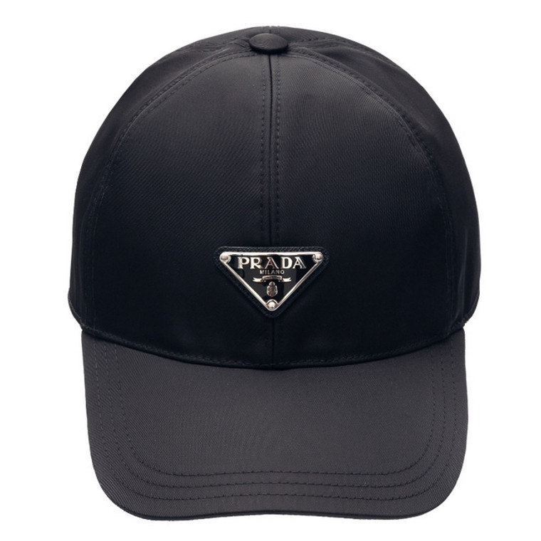 Prada Re-Nylon Logo Black Baseball Cap Mens Hat