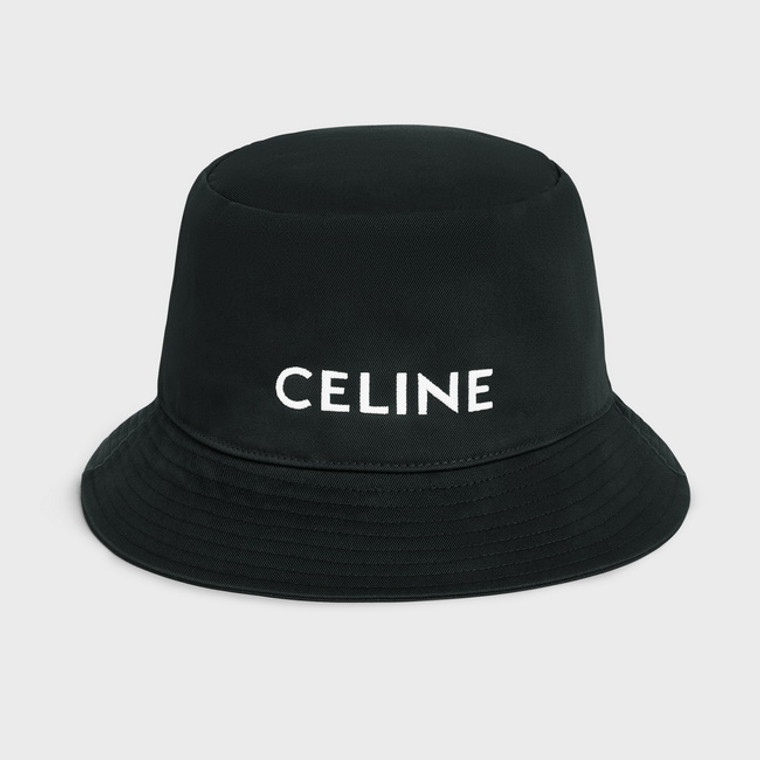 Celine Embroidered Bucket Hat Gabardine Black