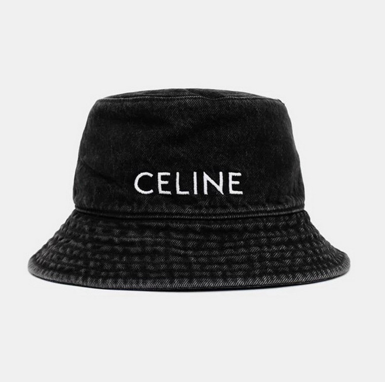 Celine Embroidered Womens Bucket Denim Black Hats