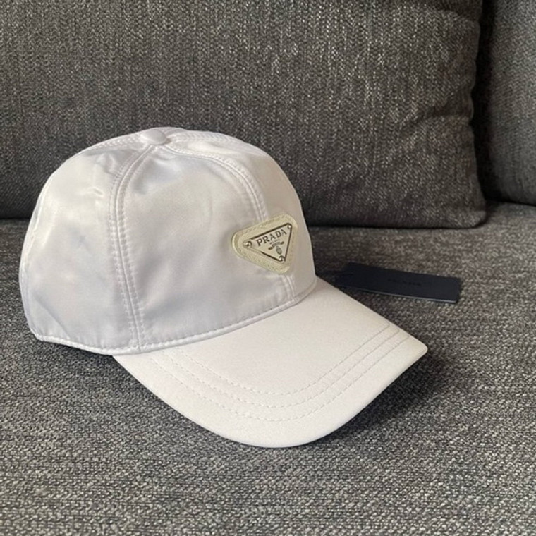 Prada Re-Nylon Logo White Baseball Cap Mens Hat