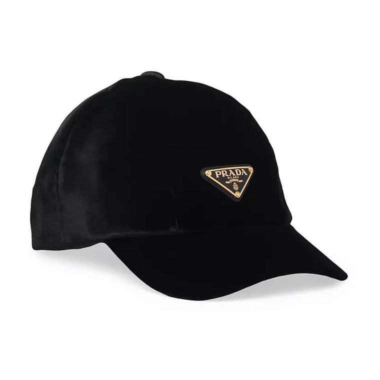 Prada Triangle Logo Velvet Baseball Cap Black