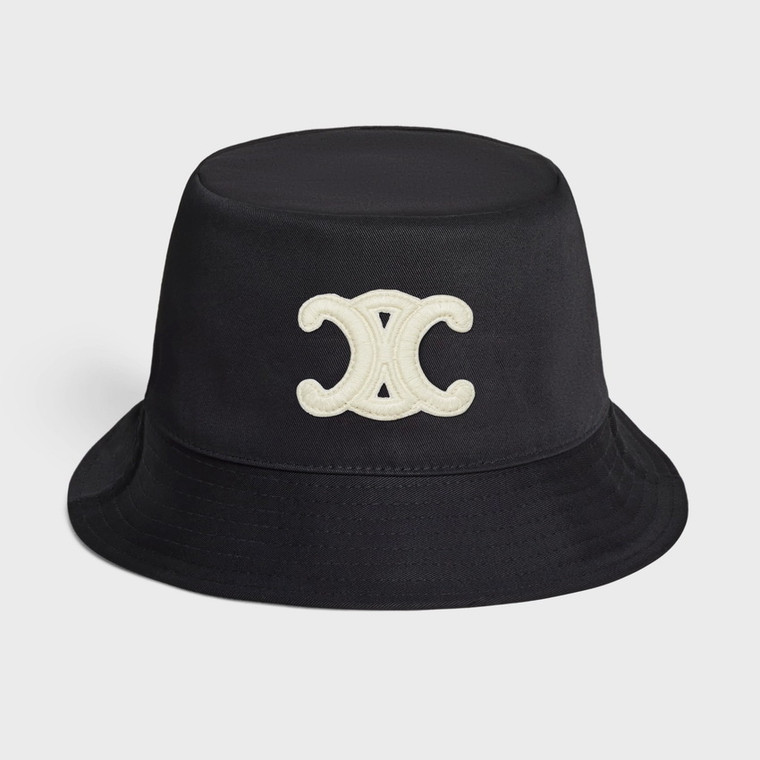 Celine Logo Triomphe Gabardine Black Bucket Hat