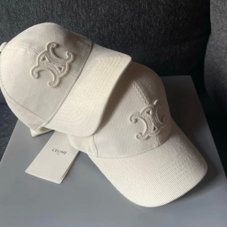 Celine Triomphe Patch Baseball Cap in Corduroy Cream