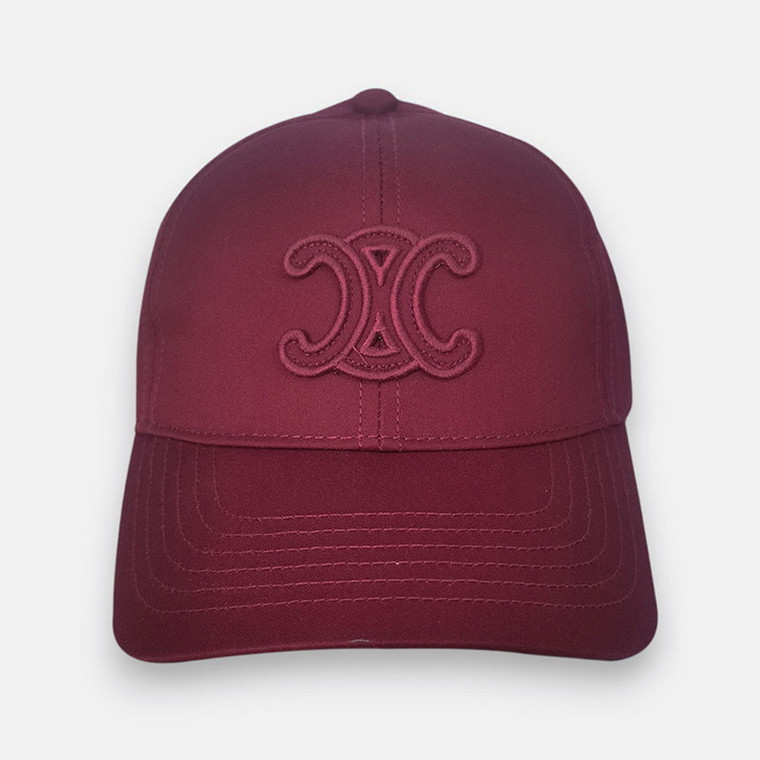 Celine Triomphe Patch Baseball Cap in Cotton Maroon