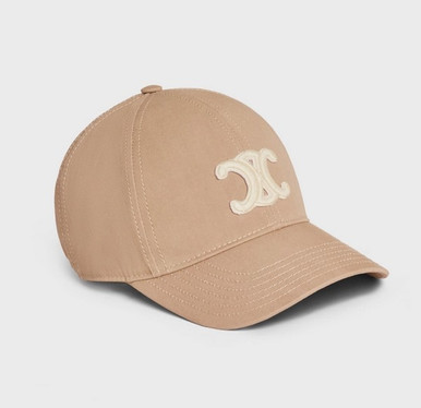 Celine Triomphe Baseball Cap In Cotton Beige