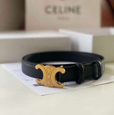 Celine - Medium Triomphe Belt in Natural Calfskin Leather - Brown - Size : 90 - for Men