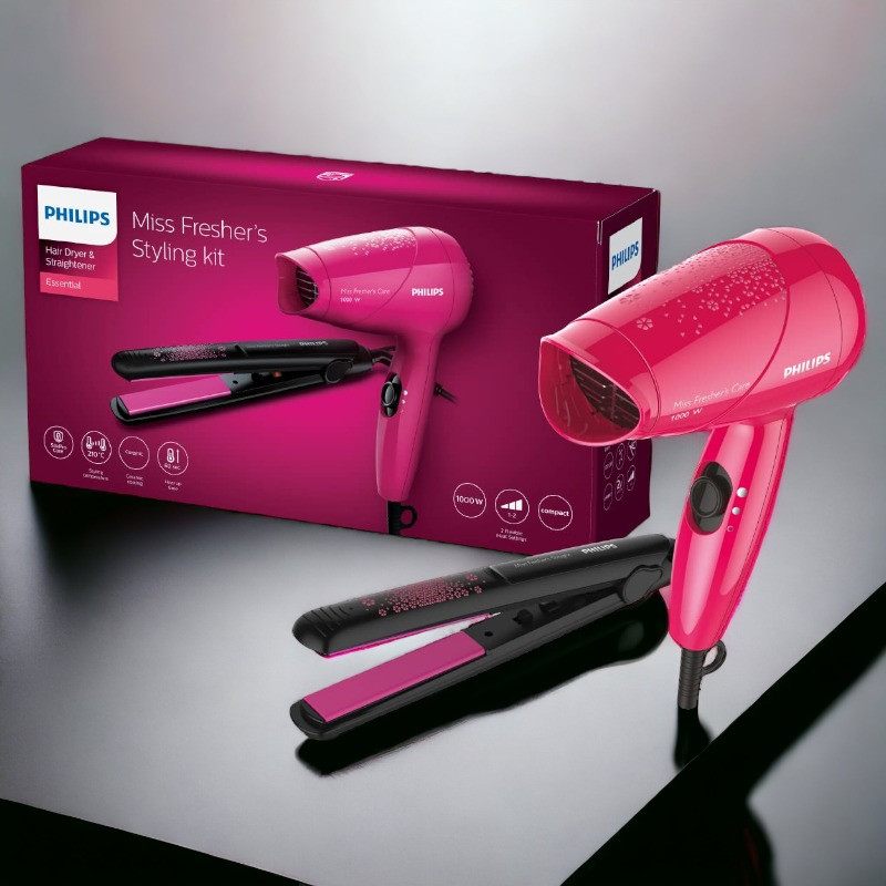 Philips Hair Dryer and Hair Straightener Combo Kit For Her Gift to