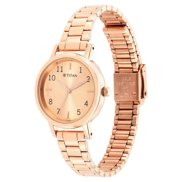 Titan Ladies Karishma Rose Gold Dial Metal Strap Watch-2678WM01