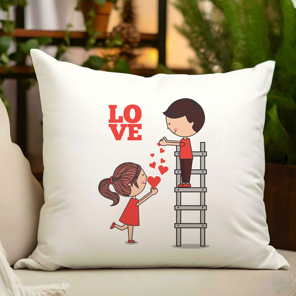 Printed Love Design Couple Cushion Personalized Gift to Nepal