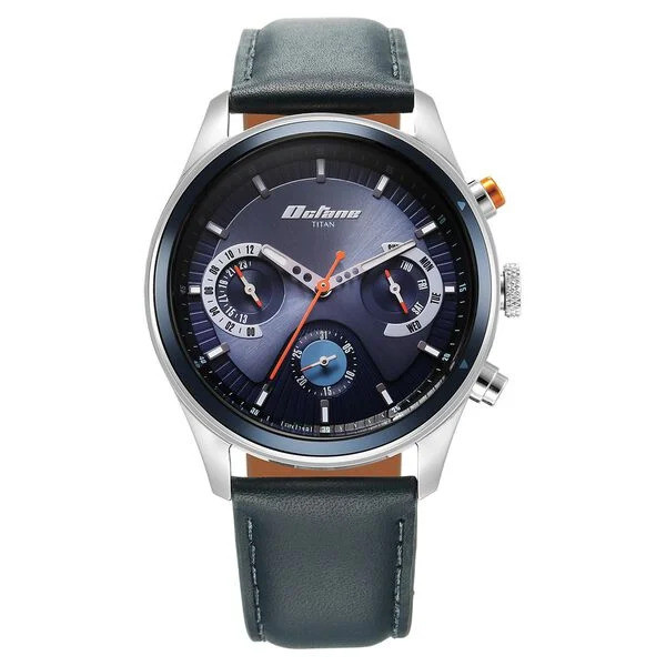 Titan Octane Blue Dial Analog Leather Strap Men Watch-1805KL01