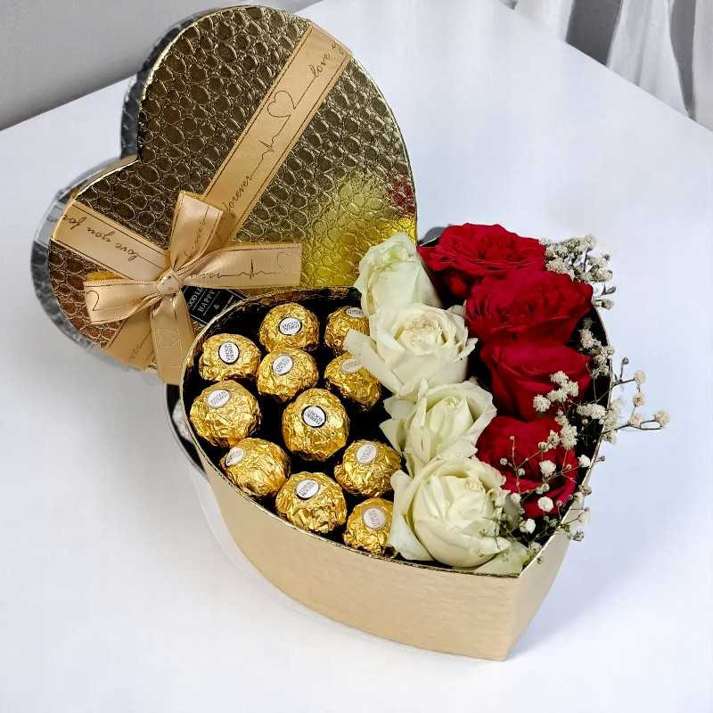 Luxury Ferrero Fresh Rose Gift Hamper Valentine's Day Gift to