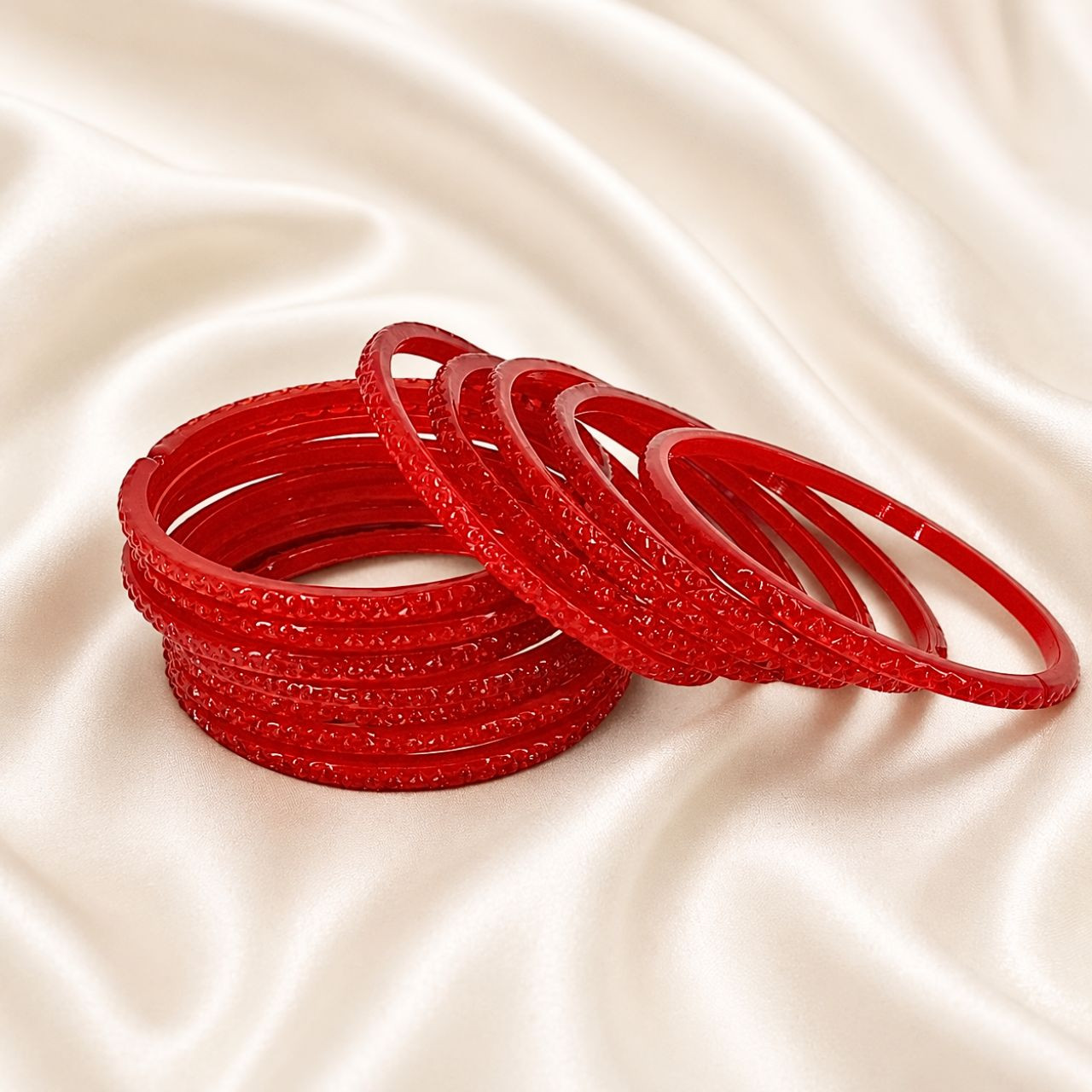 1 Dozen Red Bangles Chura Medium Size (2-6 Size)