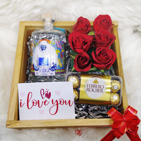 Yeti Vodka with Custom Gift Box, Premium Chocolate Roses Alcohol