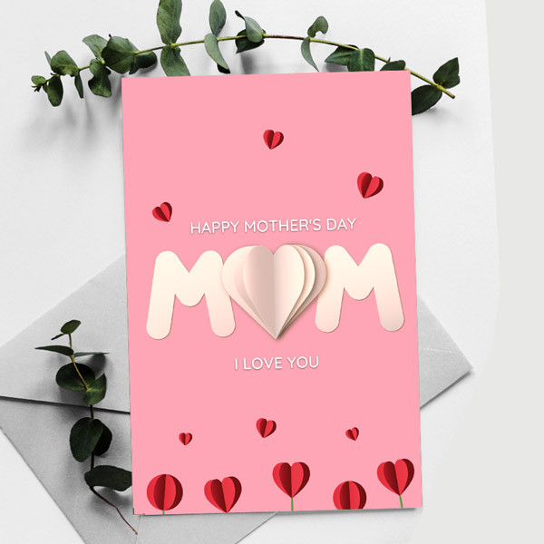 Card Craft Drawing Mothers Day Simple Card Ideas Red Heart Printed
