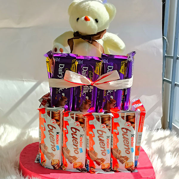 2 Layer Of Chocolates With Teddy Combo Birthdays Gift to Nepal | Giftmandu