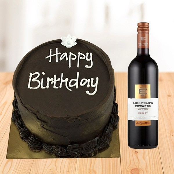 Birthday Cake With Red Wine Bottle Chocolate Cake And Red Wine (UK