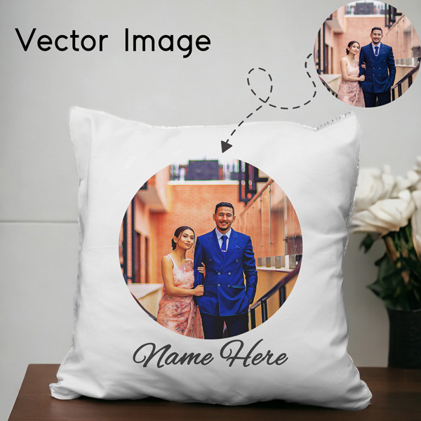 Customized Couple Vector Design Cushion Personalized Gift to Nepal