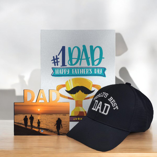 World's Best Dad Cap with Personalized Frame for Father's Day