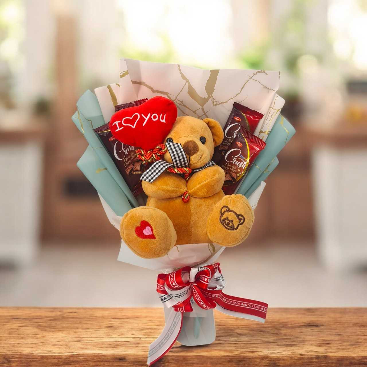 Teddy & Chocolates in a Bouquet Gift to Nepal | Giftmandu