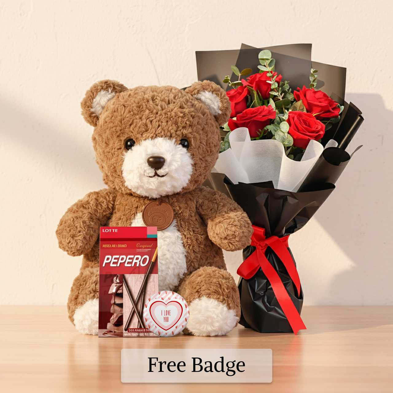 Teddy Gift Combo with Rose Bouquet Gift to Nepal | Giftmandu