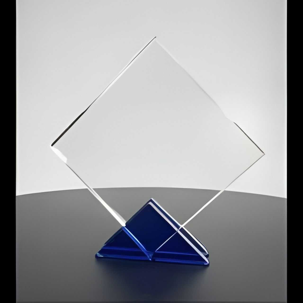 Personalised Premium Crystal Trophy with Blue Acrylic Base