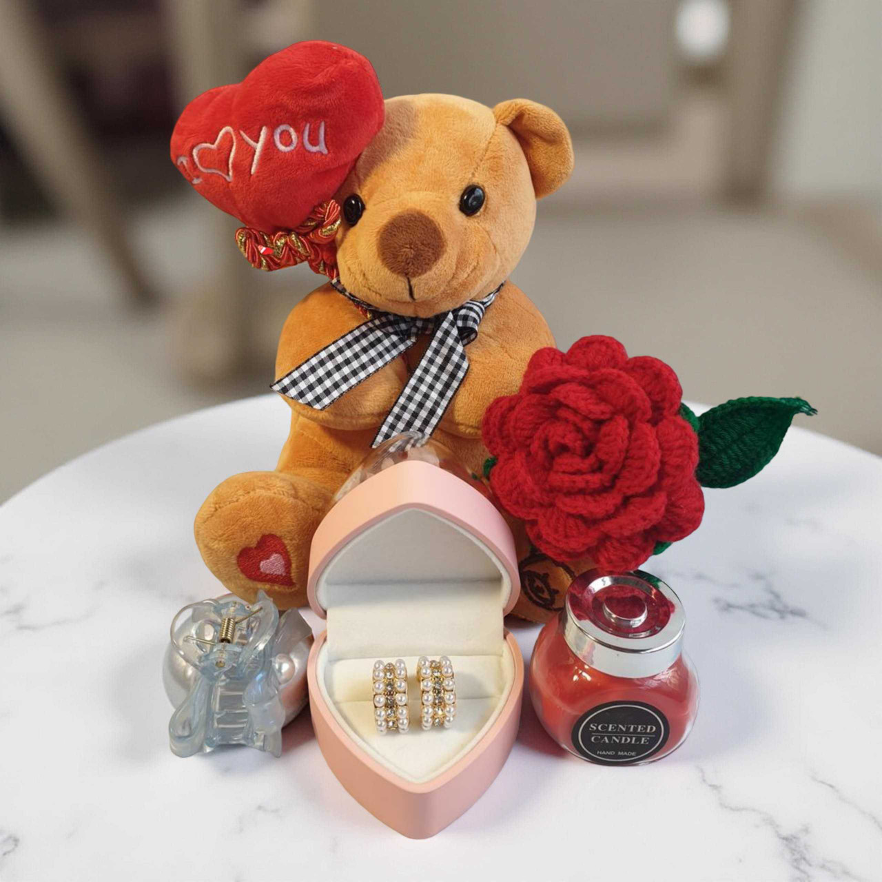 Love and Glow Romantic Gift Set with Teddy and Accessories For Her