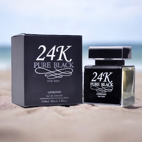 24K Pure Black by Lonkoom 100ml Perfume for Him Perfume Shop Gift - Main Image