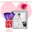 Love Gift - Love Mug, Cadbury Silks and Lovely Photo Frame Gift (With Free Rose)