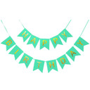 Green Happy Birthday Banner with Glittery Gold Letter Decoration