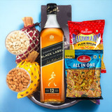 JW Black Label Whisky 1000ml, Namkeens & Dry Nuts Snacks Gift Tray
