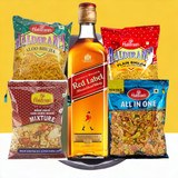 JW Red Label Whisky 1000ml With Namkeen Snacks Gift Tray