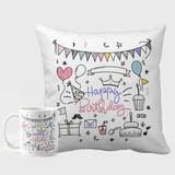 Special Birthday Gift Printed Cushion And Coffee Mug