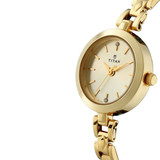 Titan Champagne Dial Golden Analog Women's Watch - 2598YM01