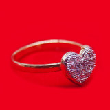 White Stone Studded Heart Shaped Ring