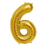 Foil Balloon Number "6" - Bright Golden
