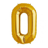 Foil Balloon Number "0" Zero Golden