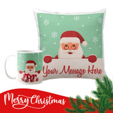 Santa Claus Printed Cushion And Mug With Personalized Message Print