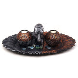 Decorative Antique Candle Holder On Oval Tray