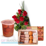 Sweets Assortment and Flower Bunch (Lal Mohan)