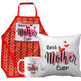 ''Best Mother Ever'' Printed Cushion, Mug & Apron Gift Set